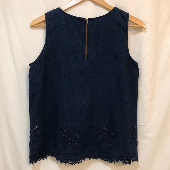 Madewell Soft Denim Lace Trim Tank - Picture 3 of 8